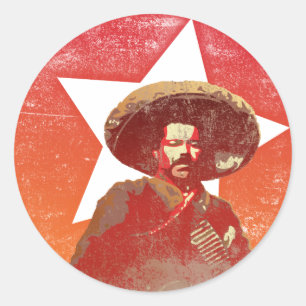 Pancho Villa Vintage Red Star Runt Klistermärke