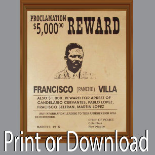 Pancho Villa Vintage ville Poster bakåt