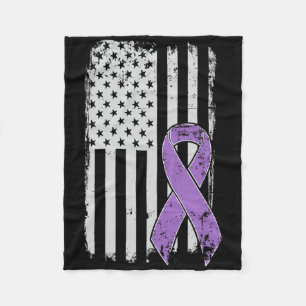 Pancreatic Cancer American Flagga - Grunge Awarene Fleecefilt