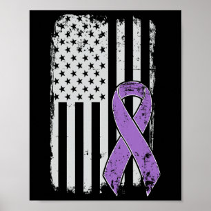 Pancreatic Cancer American Flagga - Grunge Awarene Poster