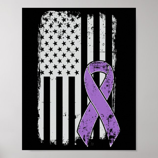 Pancreatic Cancer American Flagga - Grunge Awarene Poster (Framsidan)