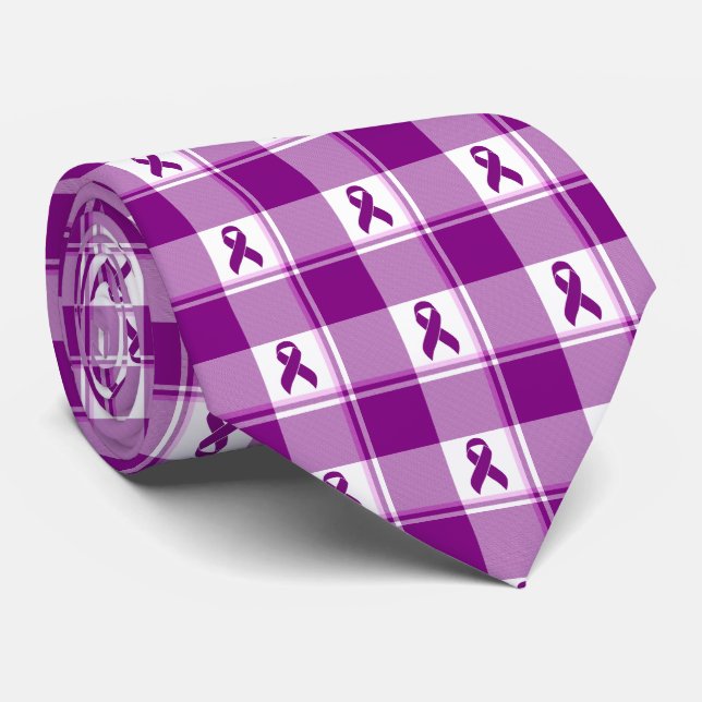 Pancreatic Cancer Awareness Plaid Purple Ribbon Slips (Rullad)