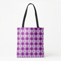 Pancreatic Cancer Awareness Plaid Tote, Purple