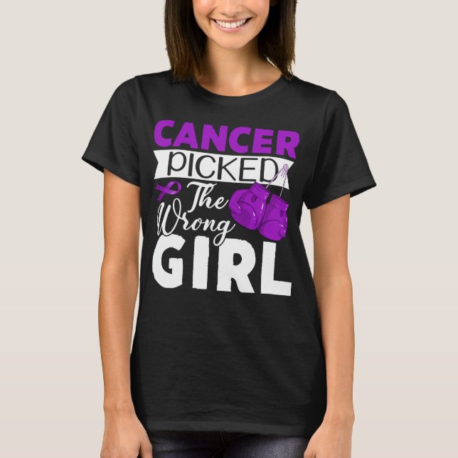 pancreatic cancer picked the wrong girl warrior t shirt (Framsida)