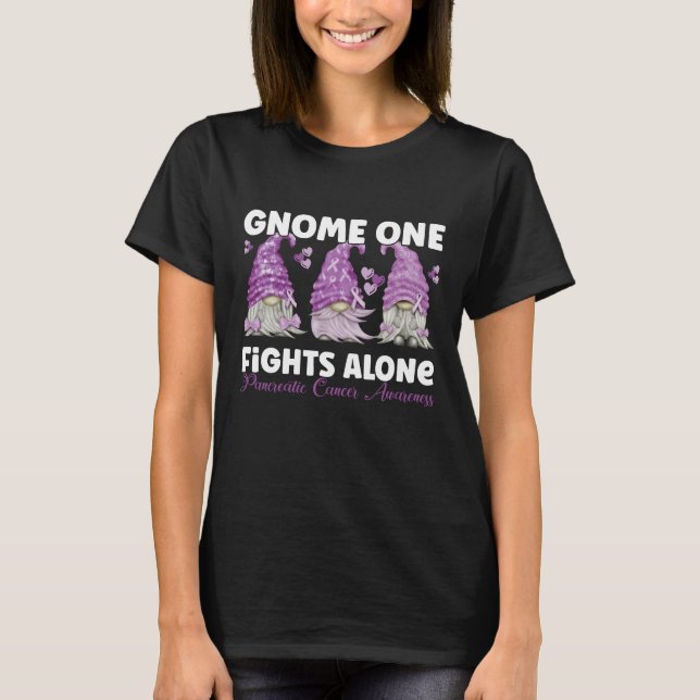 Pancreatic Cancer Purple Gnome T Shirt (Framsida)