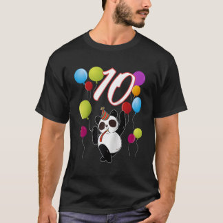 Panda 10 år panda med baskiska ballonger t shirt