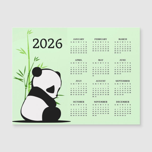 Panda 2026 Calendar Magnetic Card (Framsida)