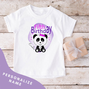Panda 5:e födelsedag Girls Tshirt (Lila) T Shirt