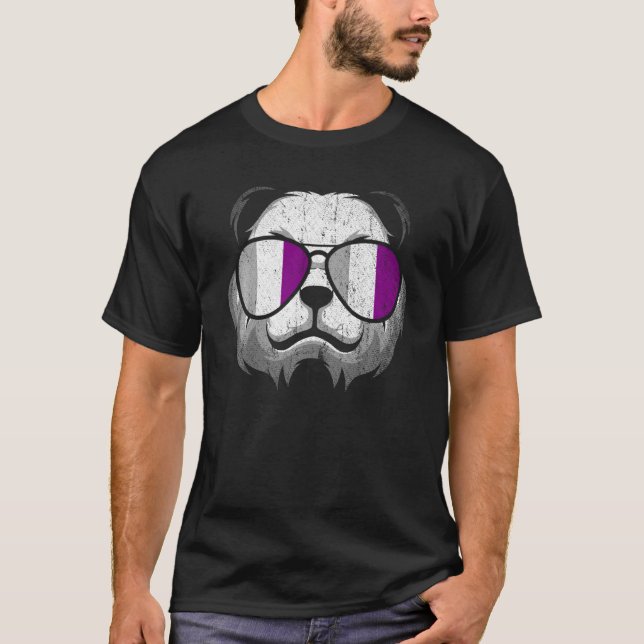 Panda Ace Flagga Sunglasses Asexuellt Pride Coola  T Shirt (Framsida)