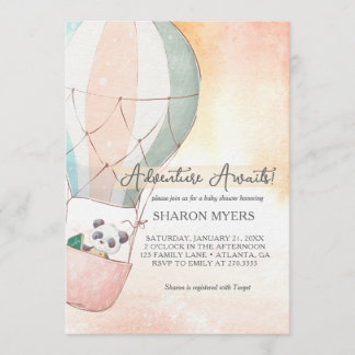 Panda Adventure Awaits Baby Shower Inbjudningar