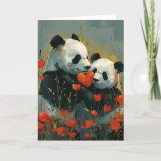 Panda Alla hjärtans dag  Helgkort