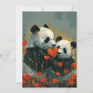 Panda Alla hjärtans dag Julkort