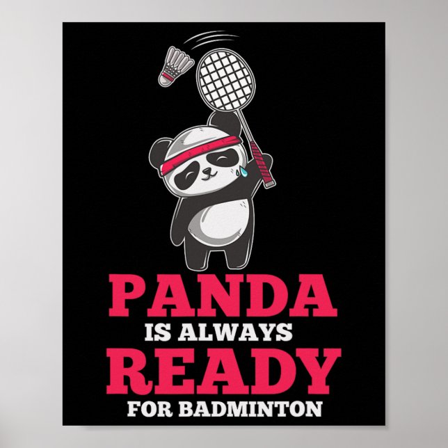 Panda Alltid Redot Dminton Player Bear Animal Kärl Poster (Framsidan)