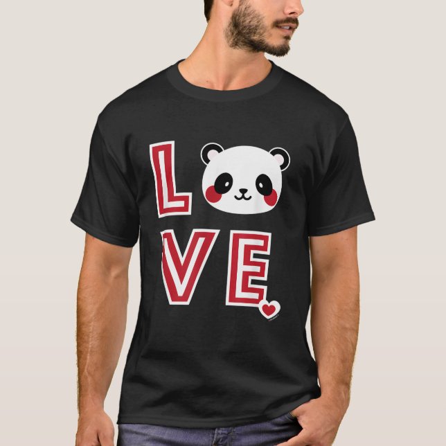 Panda Älskar Panda För T Shirt (Framsida)