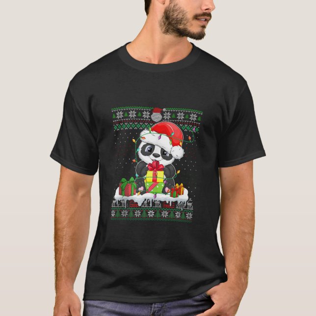 Panda Älskare julboxen Santa Panda Ugly Christm T Shirt (Framsida)