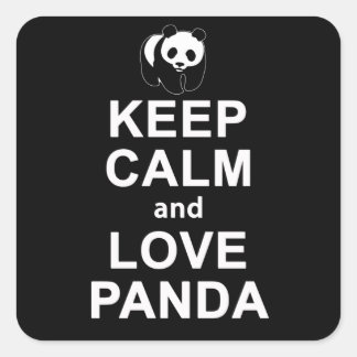 Panda Älskare | Kepp Lugn och Kärlek Panda Fyrkantigt Klistermärke