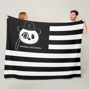 Panda American Flagga Panda Bear US Flagga Theme Fleecefilt
