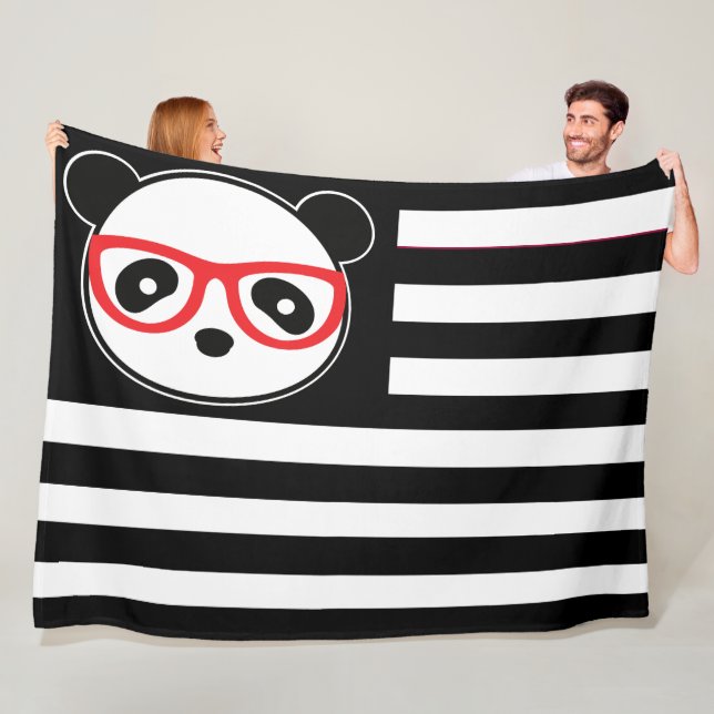 Panda Amerikansk Flagga Panda Björn US Flagga Tema Fleecefilt (På plats)