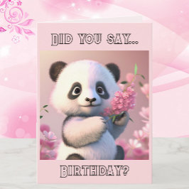 Panda and Cherry Blommars Anpassningsbar Birday Ca Kort