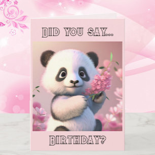 Panda and Cherry Blommars Anpassningsbar Birday Ca Kort