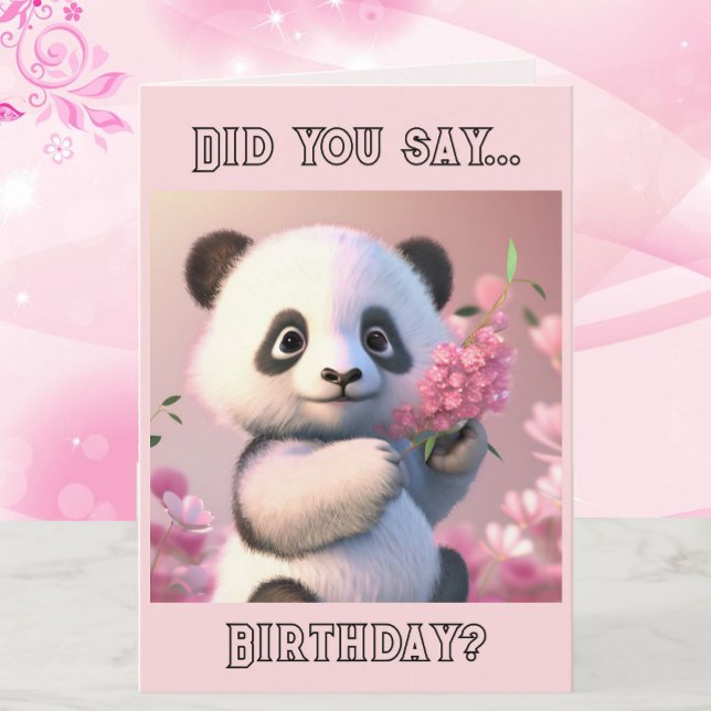 Panda and Cherry Blommars Anpassningsbar Birday Ca Kort (Skapare uppladdad)