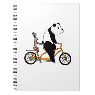Panda and Rabbit Biking Tandem Bicycle Kids Anteckningsbok