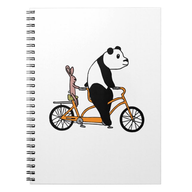 Panda and Rabbit Biking Tandem Bicycle Kids Anteckningsbok (Framsidan)