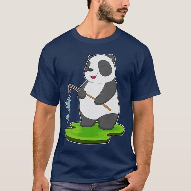 Panda Angler Fish Fishing T Shirt (Framsida)