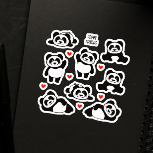 Panda Animal 8 Pack-samling Klistermärken