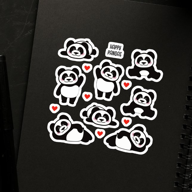 Panda Animal 8 Pack-samling Klistermärken (Skapare uppladdad)