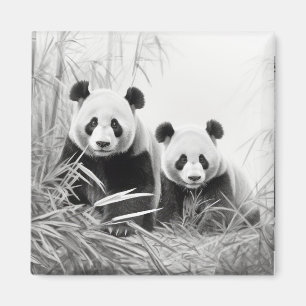 Panda Animal Discovery Vild Nature Bläck Sketch Ar Magnet