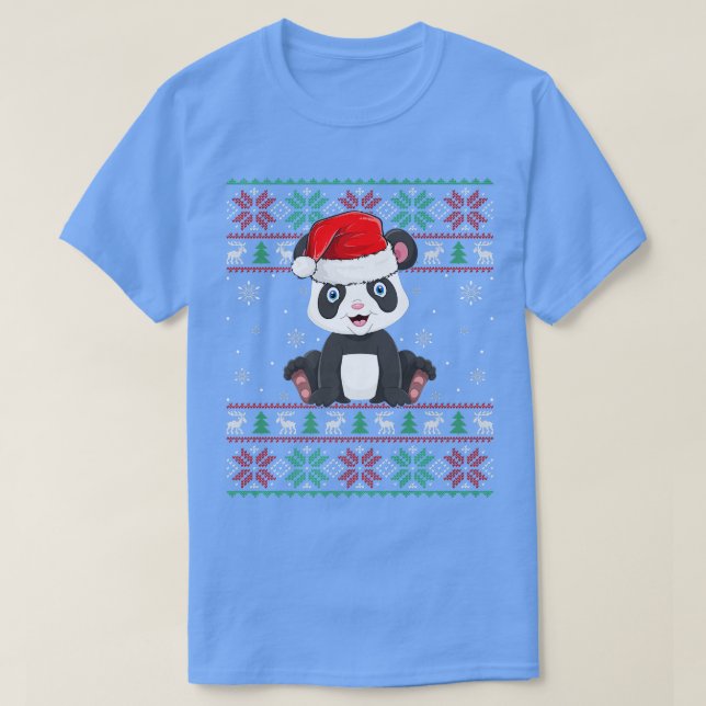 Panda Animal Lover Julafton Ljus Ugly Santa Panda  T Shirt (Design framsida)