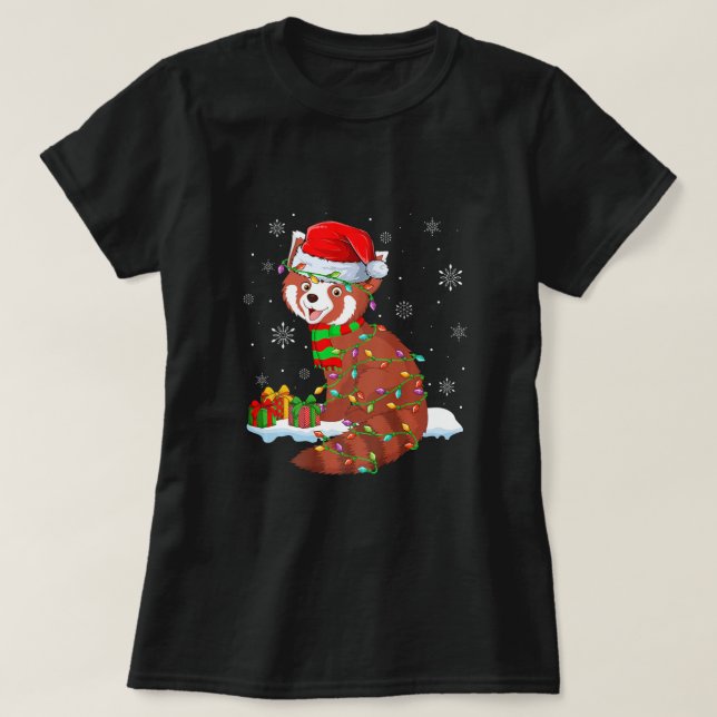 Panda Animal Lover Julafton Santa Hat Red Panda Kr T Shirt (Design framsida)
