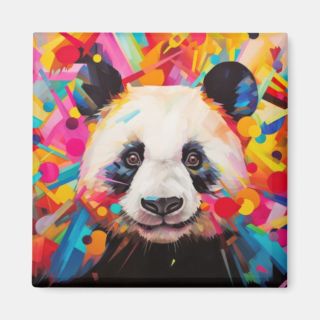 Panda Animal Porträtt färglös målning Magnet (Framsidan)