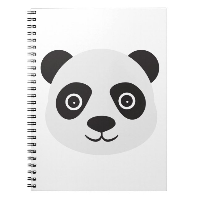 Panda Ansikte Black and White Bear Anteckningsbok (Framsidan)