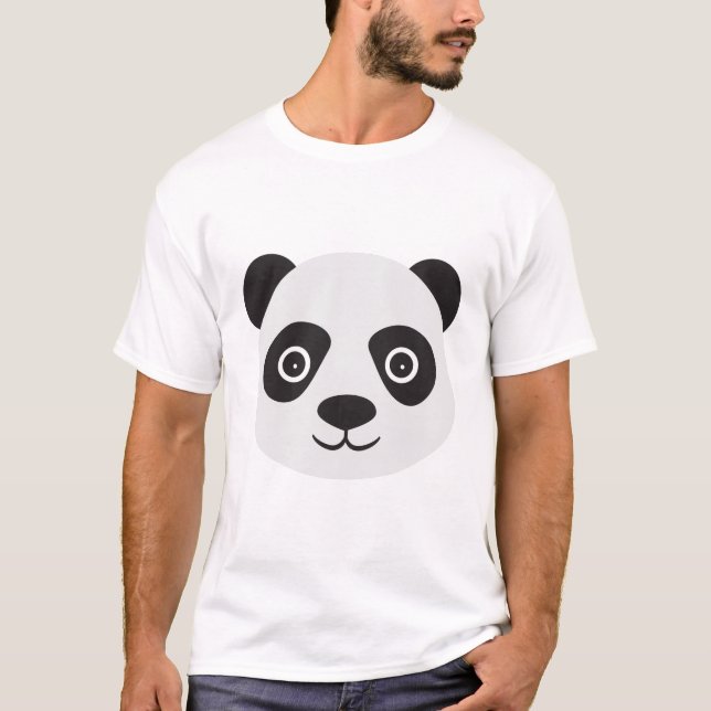 Panda Ansikte Black and White Bear T Shirt (Framsida)