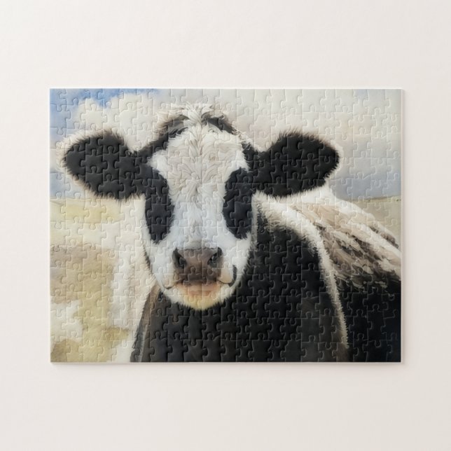 Panda Ansikte Cow Art Farm Stil Roligt Puzzle Pussel (Horisontell)