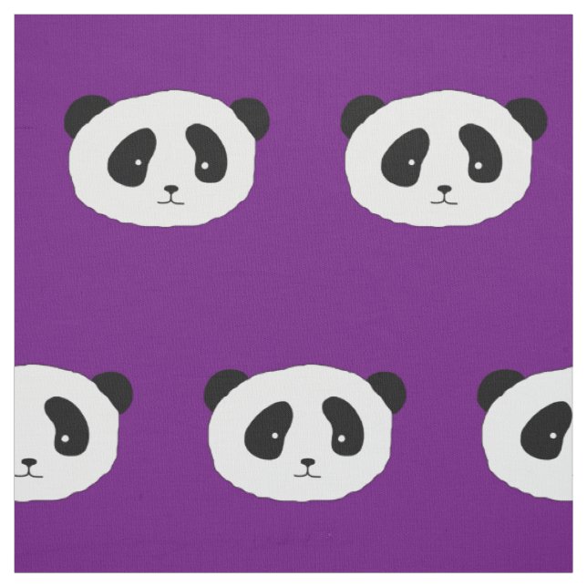 Panda ansikte mönster lila tyg (Provkarta)