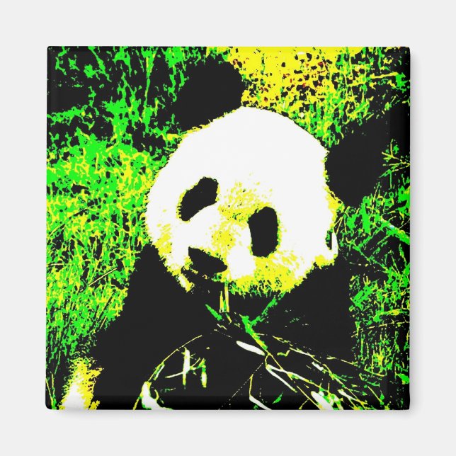 Panda Ansikte Pop Art Magnet (Framsidan)