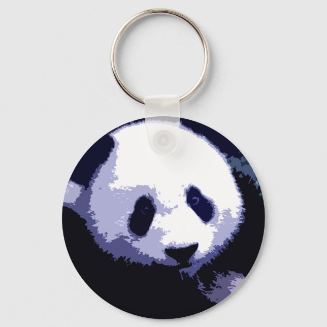 Panda Ansikte Pop Art Nyckelring (Framsida)