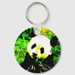 Panda Ansikte Pop Art Nyckelring