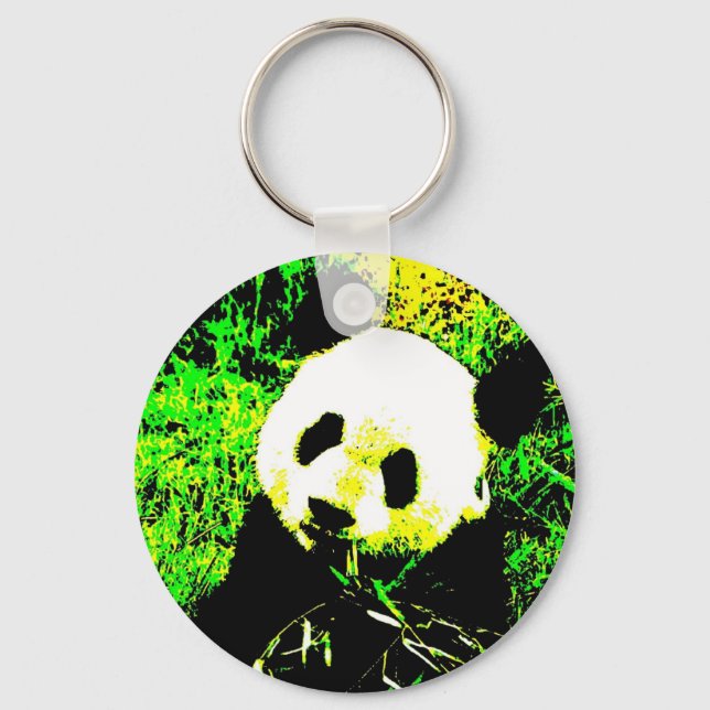 Panda Ansikte Pop Art Nyckelring (Framsida)