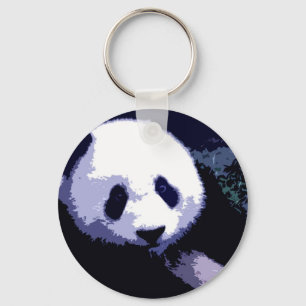 Panda Ansikte Pop Art Nyckelring