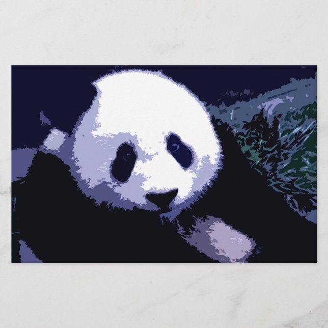 Panda Ansikte Pop Art Stationery Brevpapper (Framsida)