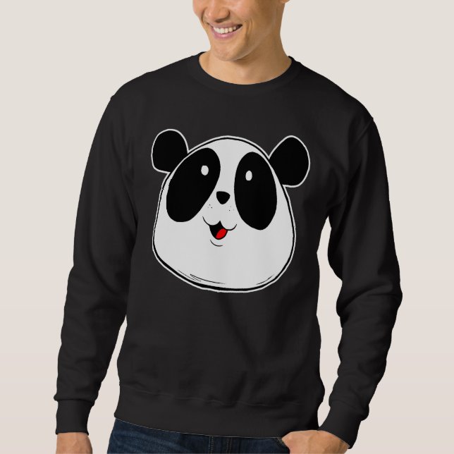 Panda Ansikte Smile Design Lång Ärmad Tröja (Framsida)