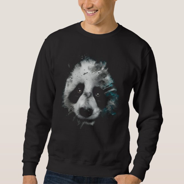 Panda Art - Animaliska panda Lång Ärmad Tröja (Framsida)