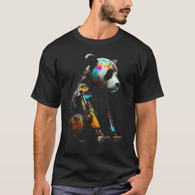 Panda Art Colorful Fantasy Animal Robot Panda T Shirt (Framsida)