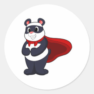 Panda as Hero with Mask & Cape Runt Klistermärke
