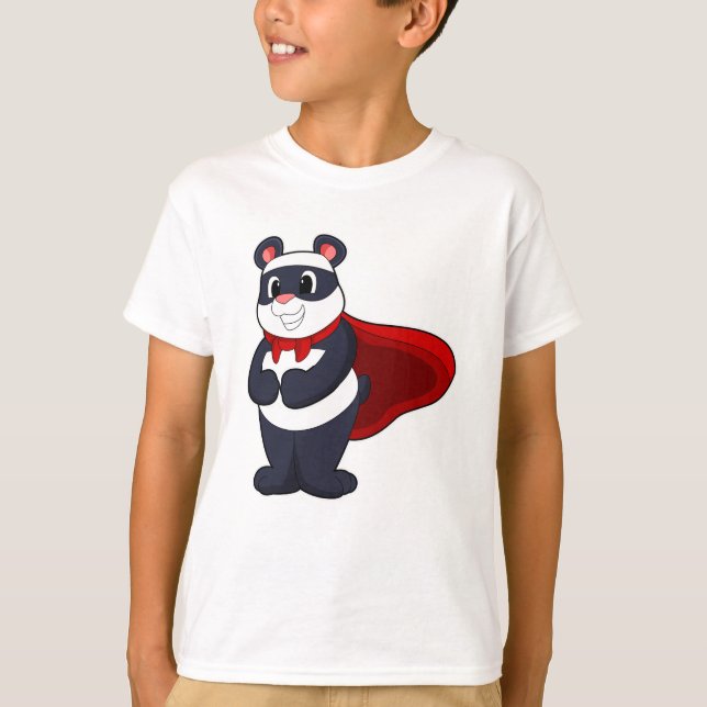 Panda as Hero with Mask & Cape T Shirt (Framsida)