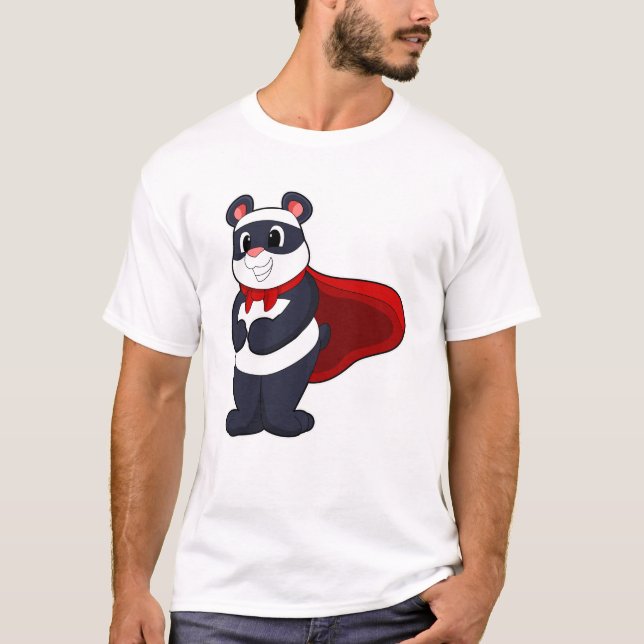 Panda as Hero with Mask & Cape T Shirt (Framsida)